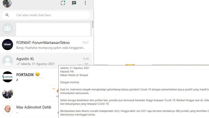 Baca pesan di WhatsApp Web tanpa membuka chat (Liputan6.com/Agustin Setyo W).