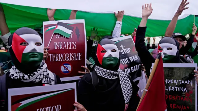 Ribuan Orang Gelar Unjuk Rasa di Depan Kedubes AS Peringati 100 Hari Genosida Gaza