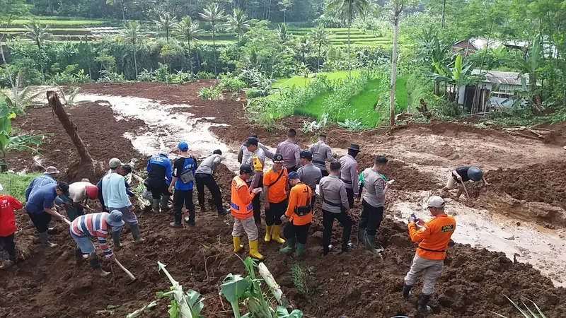 Longsor besar di Pacarmulyo, Wonosobo menyebabkan kerugian lebih dari Rp 300 juta. (Foto: Liputan6.com/Istimewa/Muhamad Ridlo)