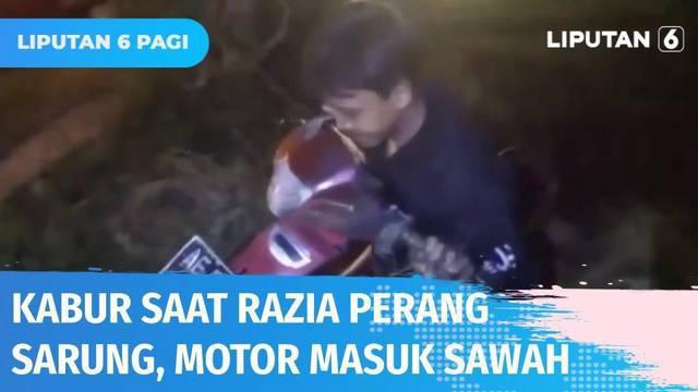Sekelompok remaja di Madiun digerebek polisi saat tertangkap akan melakukan perang sarung. Mencoba kabur, motor yang dikendarai salah satu pelaku nyungsep masuk ke sawah. Dalam razia, polisi berhasil mengamankan 19 remaja.