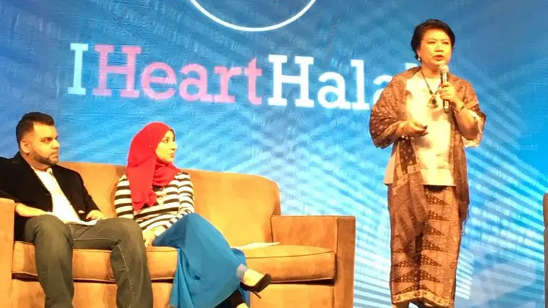 Konjen RI Chicago Rosmalawati Chalid memberikan presentasi di acara 'I Heart Halal'. (KJRI Chicago)