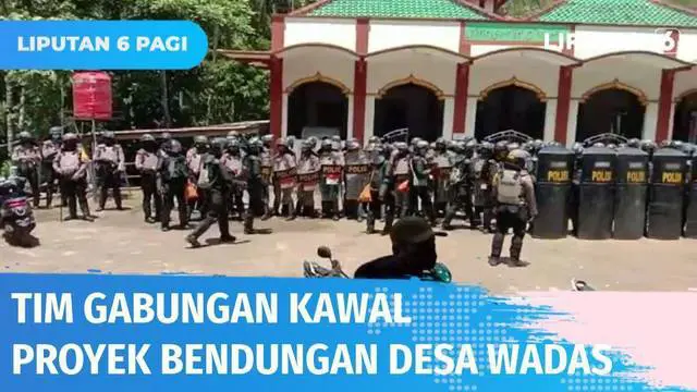 Tim Gabungan TNI-Polri dan Satpol PP mengawal Petugas Badan Pertanahan Negara dalam melakukan pengukuran tanah milik warga dalam proyek Bendungan Bener di Desa Wadas. Situasi sempat memanas setelah warga yang menolak melakukan aksi unjuk rasa.