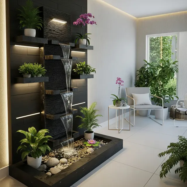 Model Teras Rumah 2x2 dengan Kolam Ikan Mini (Image by Gemini AI)