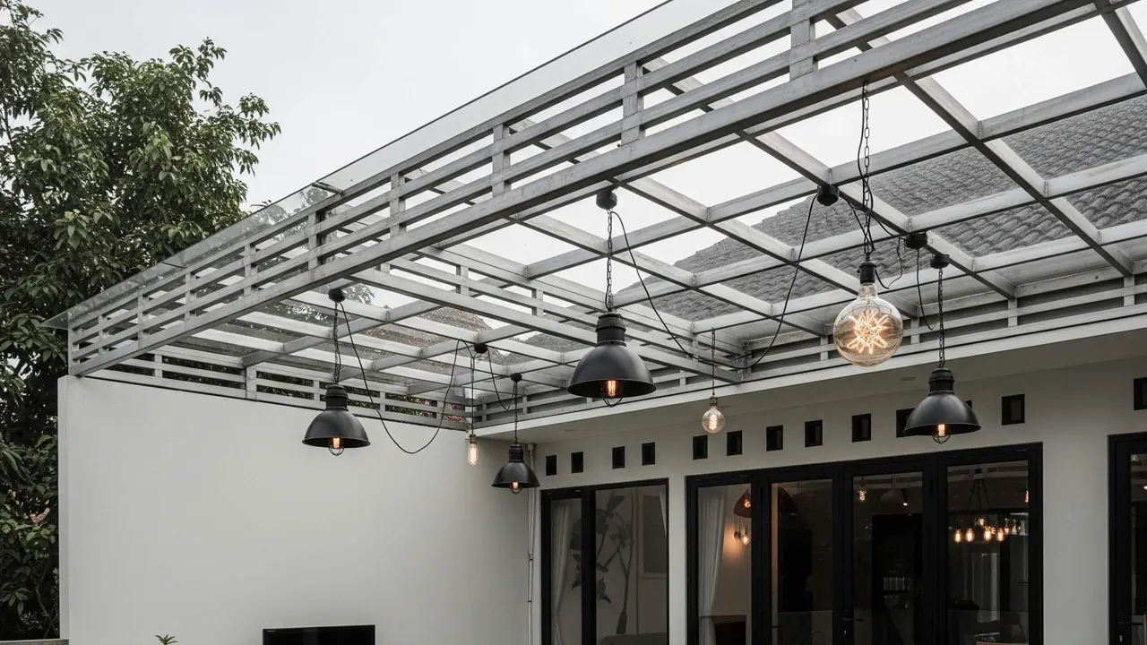 Model Kanopi Teras Industrial Minimalis untuk Rumah Kekinian