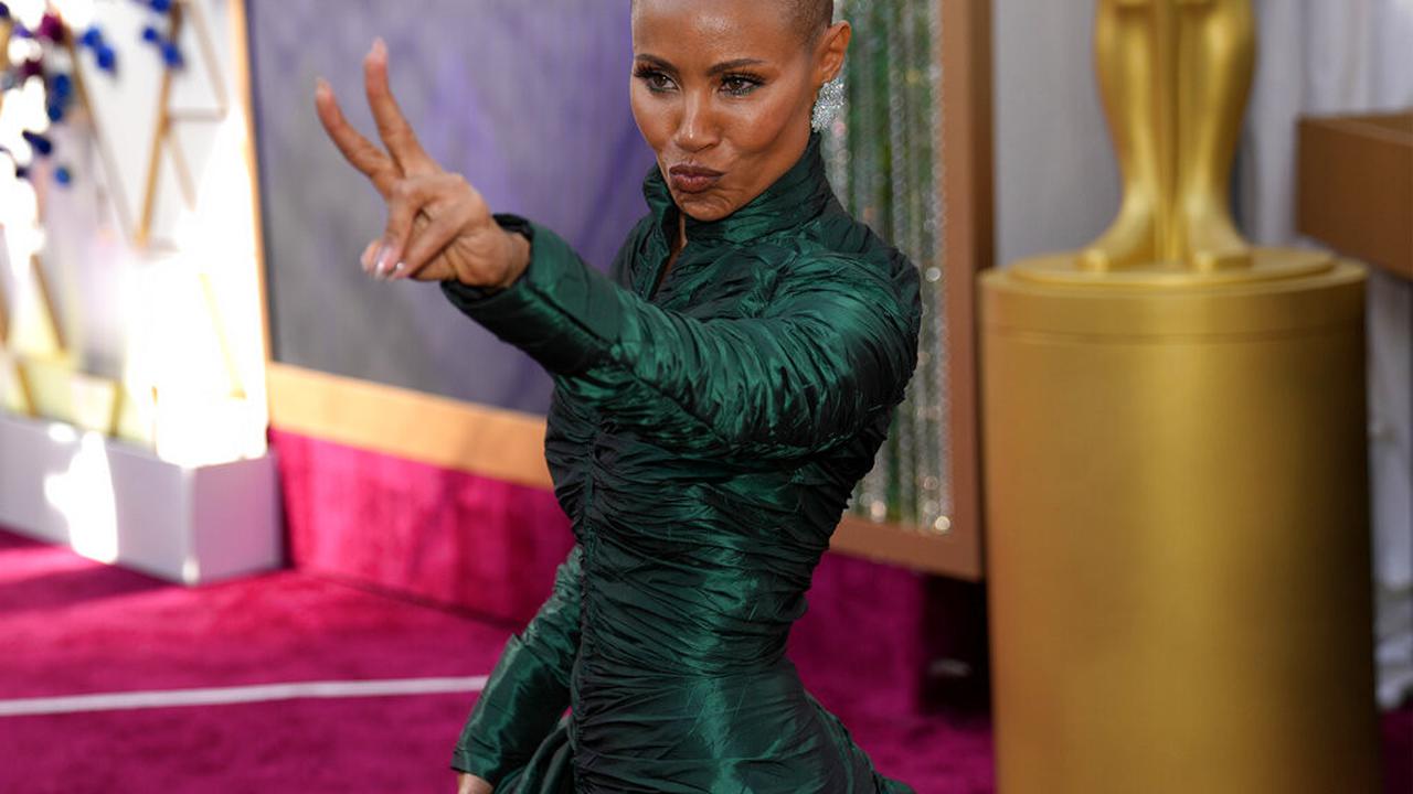 Jada Pinkett Smith, istri Will Smith di Piala Oscar 2022. (AP Photo/John Locher)