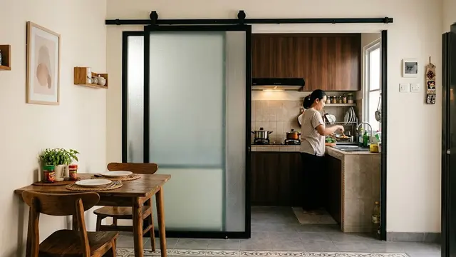 6 Model Pintu Geser untuk Memisahkan Dapur dan Ruang Makan, Praktis dan Estetik