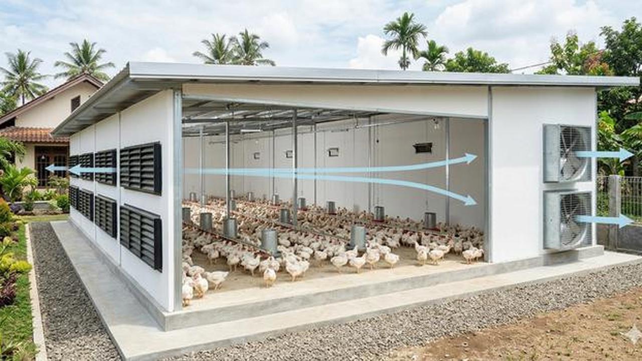 8 Desain Kandang Ayam Sistem Ventilasi Silang Biar Tidak Pengap dan Bau