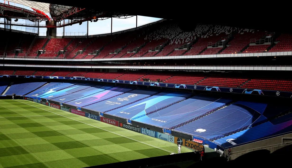 Foto yang diabadikan pada 10 Agustus 2020 ini memperlihatkan pemandangan Stadion Luz di Lisbon, Portugal, dua hari jelang pertandingan perempat final Liga Champions UEFA. (Xinhua/Pedro Fiuza)