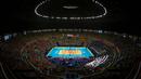 Suasana Ibirapuera gym saat pertandingan voli World Grand Prix 2015 antara Brazil melawan Jerman, di Sao Paulo, Brazil (12/7/2015). (AFP PHOTO/Miguel SCHINCARIOL)