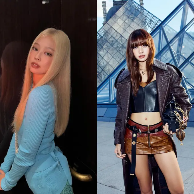 6 Gaya Kontras Dua Member Blackpink di PFW 2024, Jennie bak Barbie dan Lisa Tampil dengan Outfit Serba Kulit