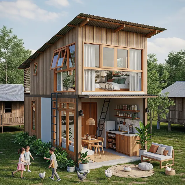 Rumah Semi Permanen 5x6 di Kampung (Gemini AI)