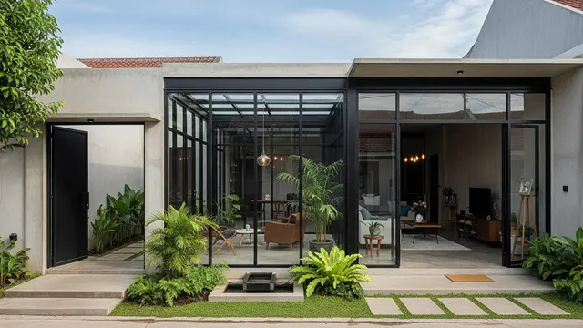 Model Rumah Kecil dengan Halaman Menyatu ke Ruang Tamu