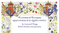Undangan Penobatan Raja Charles III dan Ratu Camilla. (Buckingham Palace via AP)