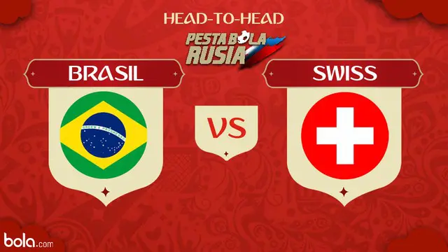 Berikut fakta head to head pertandingan Piala Dunia 2018 antara Brazil melawan Swiss.