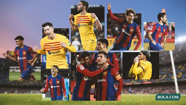 Kolase - Selebrasi Gol Barcelona di La Liga 2023/2024
