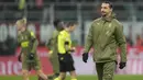 Pemain AC Milan, Zlatan Ibrahimovic dalam pertandingan lanjutan pekan ke-22 Serie A musim 2022/2023 melawan Torino yang berlangsung di San Siro, Milan, Sabtu (11/2/2023) dini hari WIB. Meskipun tidak bermain, kehadiran pemain gaek tersebut punya arti yang penting bagi skuad Milan. Ibrahimovic dinilai punya peran lebih dari sekadar hadir di lapangan. (AP Photo/Antonio Calanni)