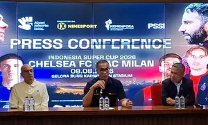 Konferensi pers Chelsea Vs AC Milan. (Bola.com/Muhammad Adi Yaksa).