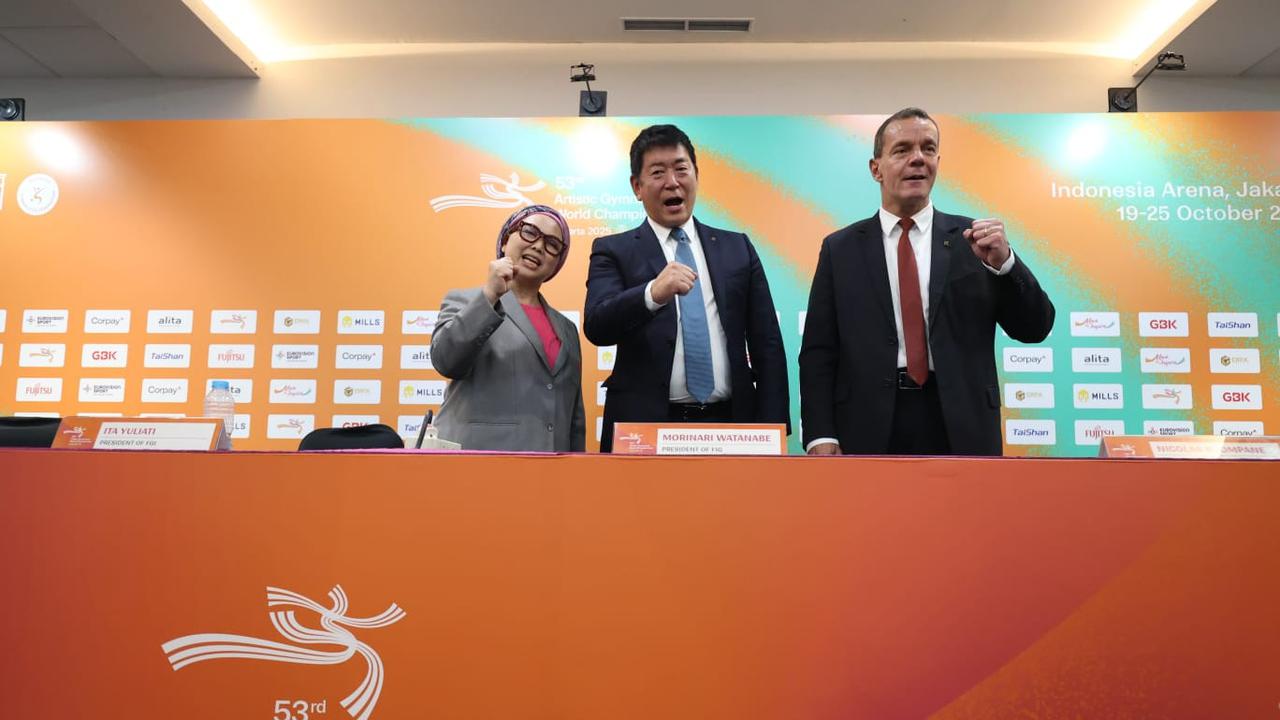 Jumpa pers Kejuaraan Dunia Senam Artistik 2025 di Jakarta