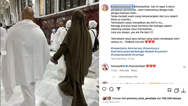 Maia Estianty dan Irwan Mussry Rayakan Anniversary ke 5 di Tanah Suci, Sampaikan Doa dan Harapan untuk Rumah Tangganya