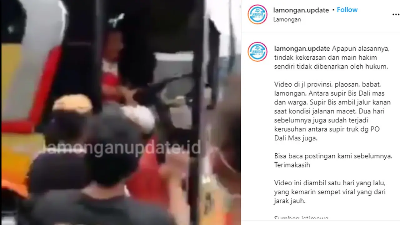 Memberikan efek jera, sejumlah warga akhirnya menghakimi seorang sopir bus yang ketahuan melawan arus lalu lintas