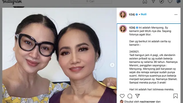 Unggahan Titi DJ. (Foto: Instagram @ti2dj)