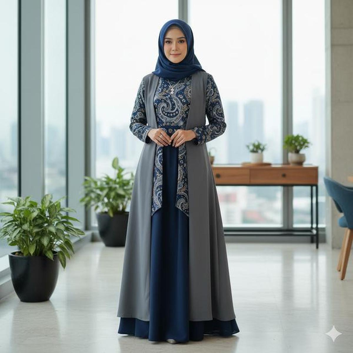 7 Model Gamis Kombinasi Atas Batik Bawah Polos dengan Warna yang Cocok untuk Semua Skin Tone