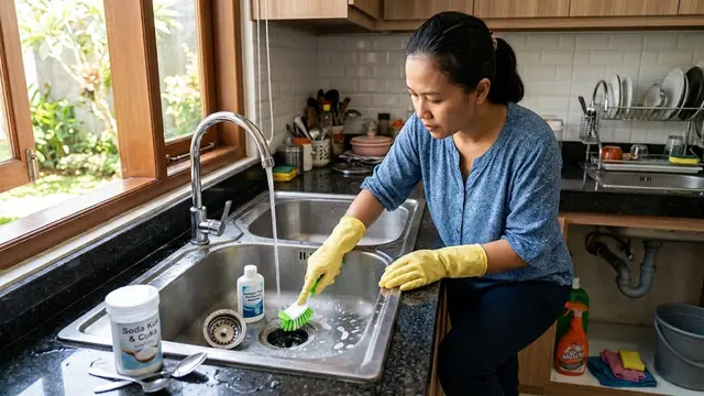 Cara Menghilangkan Bau Got dari Saluran Air Dapur/AI Generated