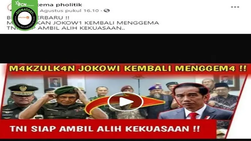 Gambar Tangkapan Layar Kabar Hoaks Tentang Jokowi