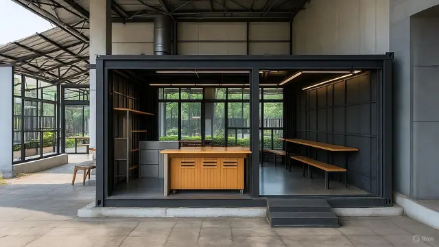 Desain Warung Jualan Kontainer dari Baja Ringan/ Ilustrasi AI