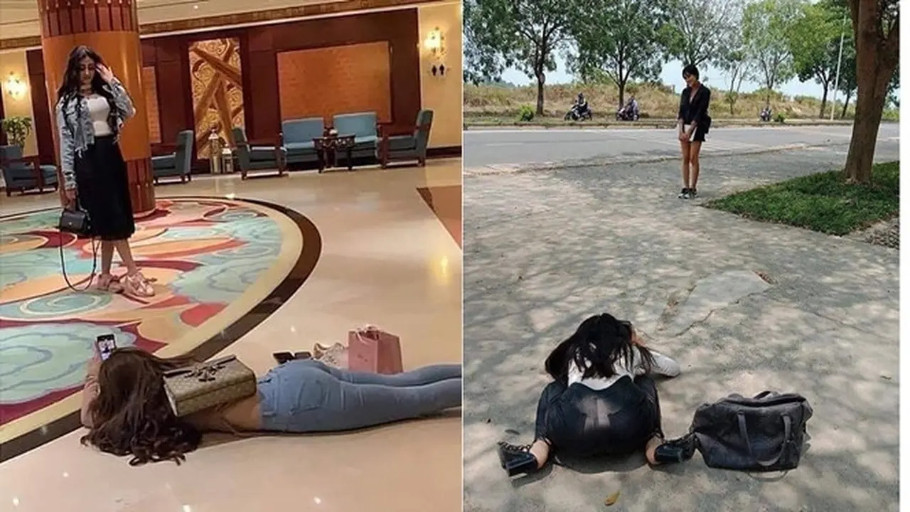 6 Tingkah Jungkir Balik Cewek Saat Bantu Ambil Foto Sahabatnya Ini Penuh Perjuangan