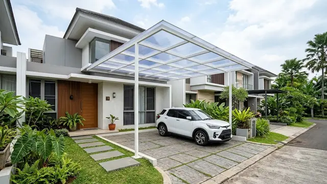Carport Atap Fiberglass Tembus Cahaya