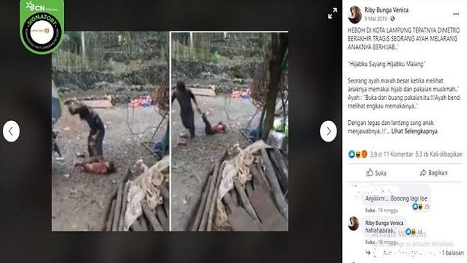 Gambar Tangkapan Layar Foto Pria Memukul Anak (sumber: Facebook)