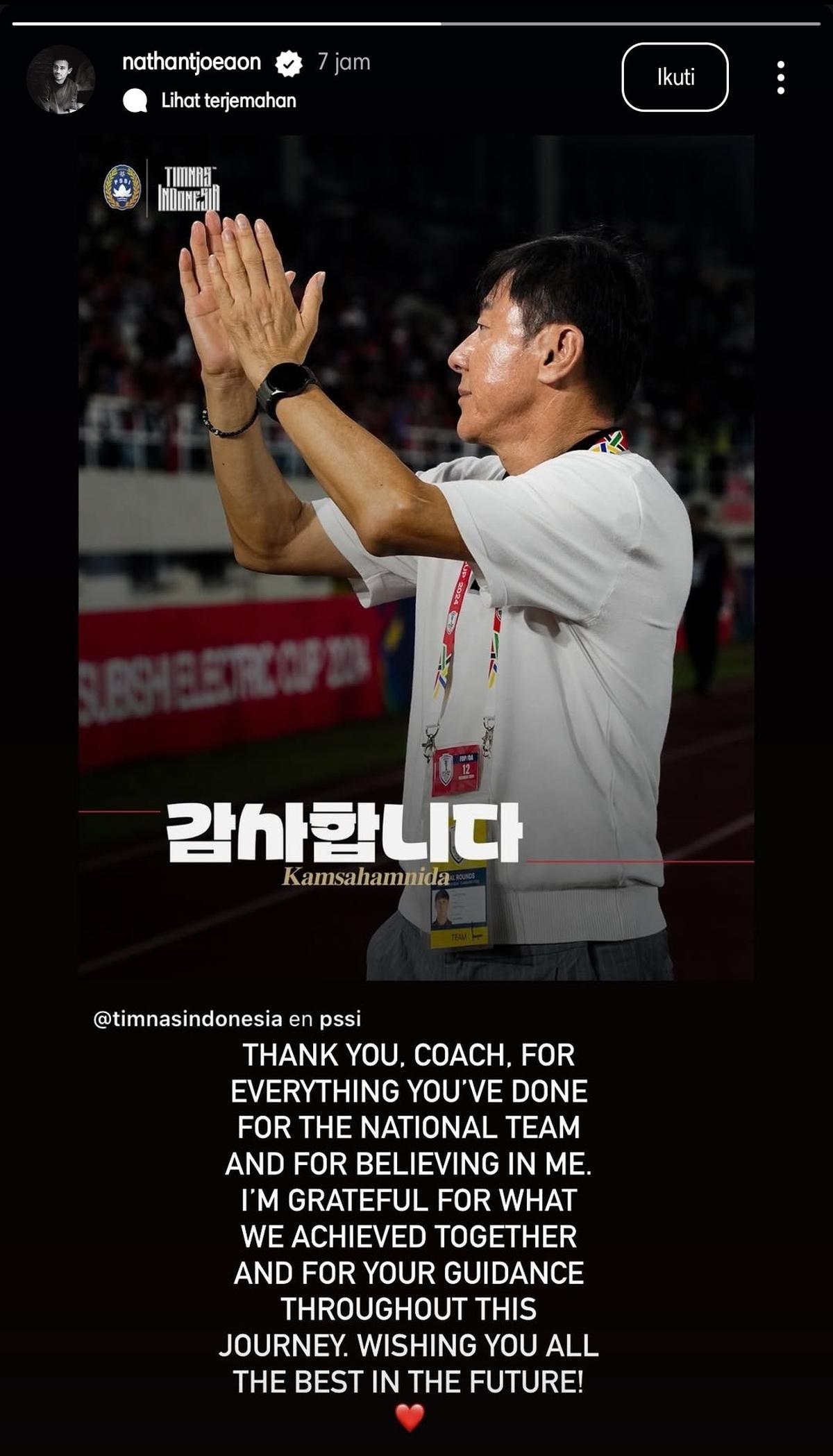 Pesan perpisahan emosional pemain TImnas Indonesia ke Shin Tae-yong