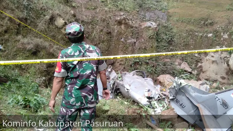 Lokasi jatuhnya pesawat Super Tucano di Pasuruan. (Foto: Kominfo Kabupaten Pasuruan)