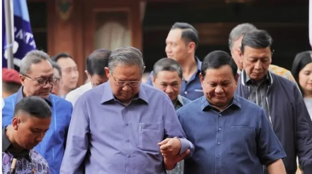 Prabowo saat menyambut kedatangan SBY di Hambalang Bogor. (Istimewa)