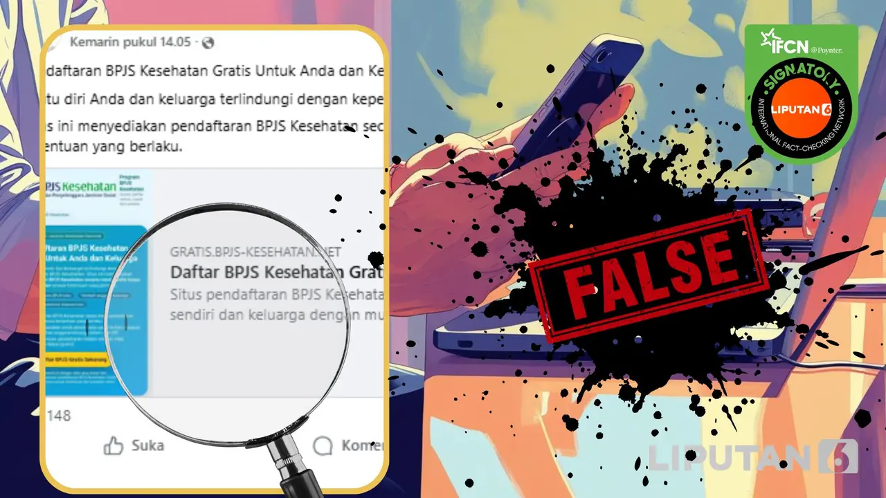 Cek Fakta Liputan6.com menangkap layar klaim link pendaftaran BPJS Kesehatan gratis tanpa iuran bulanan