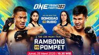 Jadwal live streaming ONE Championship: ONE Friday Fights 102 di Vidio. Saksikan aksi dari para petarung internasional di ONE Friday Fights 102 pekan ini hanya di layanan OTT Vidio. (sum. doc. vidio.com)