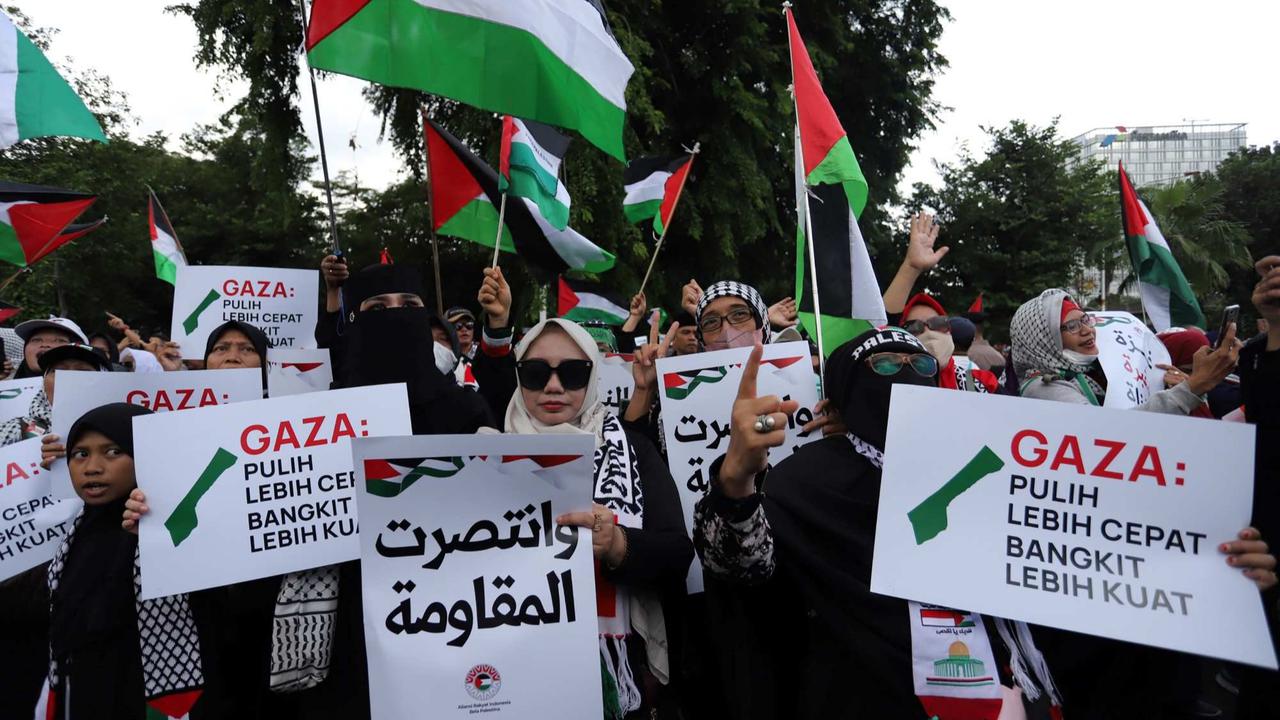 Aksi solidaritas untuk Jalur Gaza di depan Kedupes AS