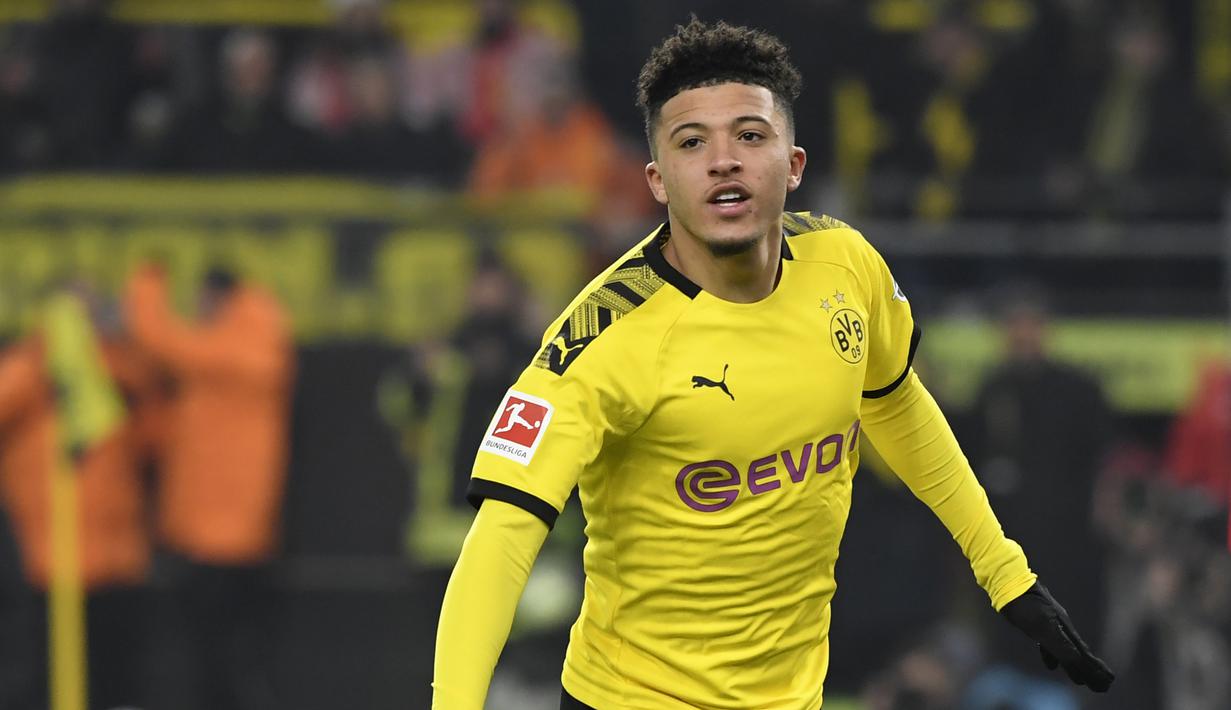 Jadon Sancho (117 juta euro) - Pemain Borussia Dortmund ini kini memiliki harga pasar transfer tertinggi di Bundesliga. Sancho memiliki harga pasar mencapai 117 juta euro. (AFP/ Ina Fassbender)