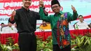 Bakal calon wakil presiden (cawapres) pendamping Ganjar Pranowo dan Menko Polhukam) Mahfud MD acara pengumuman bakal calon wakil presiden pada Pilpres 2024 di Kantor DPP PDIP, Jakarta, Rabu (18/10/2023).   (Liputan6.com/Faizal Fanani)
