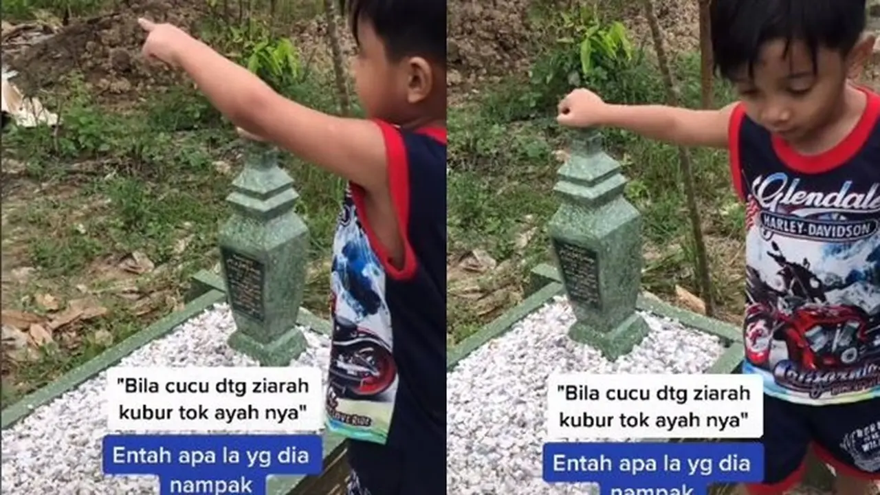 Viral Video Anak Melihat Kakeknya yang Sudah Meninggal saat Ziarah Kubur