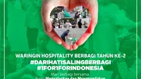 Waringin Hospitality Hotel Group yang menaungi 24 unit hotel di Indonesia kembali mengajak anda untuk berpartisipasi dalam program sosial untuk masyarakat dengan tema “Dari Hati Saling Berbagi #1FOR1FORINDONESIA”.