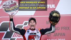 Video Marc Marquez yang menjadi juara dunia MotoGP 2016 usai menang pada seri GP Jepang, Minggu (16/10/2016)
