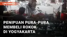 Pria membeli rokok dan membayar dengan uang 100 ribu di Sleman, Yogyakarta. Setelah rokok diberikan, pria tersebut menunggu uang kembalian