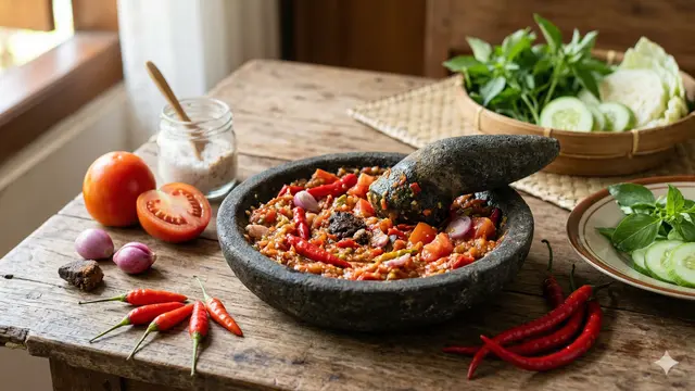 Cara Membuat Sambal Terasi Tomat (Foto: Gemini AI)