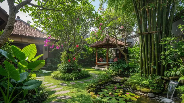 Taman Tropis dengan Tanaman Lokal