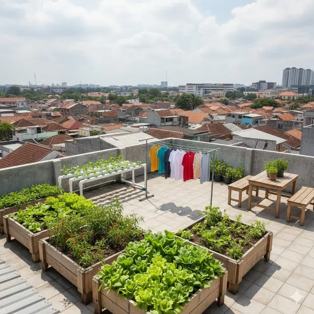 Rumah dengan Taman Rooftop Multifungsi (Gemini AI)