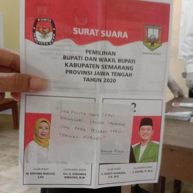 7 Catatan dan Foto Nyeleneh Pemilih di Surat Suara Pilkada 2020