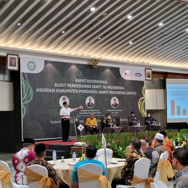 Rapat Koordinasi Audit Perkebunan Sawit se-Indonesia Asosiasi Kabupaten Penghasil Sawit (AKPSI), Kamis (7/7/2022).