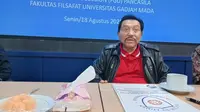 Hendropriyono Jelaskan soal Manifesto Internasional Filsafat Intelijen di Fakultas Filsafat UGM. (Liputan6/com/Mabruri)